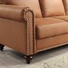 Leathaire Fabric Upholstery sofa/ Easy, Tool-Free Assembly,Light Brown