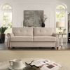 Linen Fabric Upholstery with Storage Sofa /Tufted Cushions/ Easy, Tool-Free Assembly, Beige