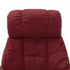 Massage Recliner with Ottoman Wine Red Faux Leather and Bentwood