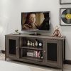 Industrial TV Stand with Storage Shelf, Cable Management, Cabinets, and Entertainment Center