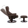 Massage Recliner with Ottoman Brown Faux Leather and Bentwood