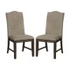 Transitional Set of 2 Side Chairs Espresso Warm Gray Nail heads Solid wood Chair Fabric Upholstered Padded Seat Kitchen Rustic Dining Room Furniture