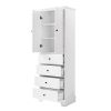 Storage Cabinet with 2 Doors and 4 Drawers for Bathroom, Office, Adjustable Shelf, MDF Board with Painted Finish, White