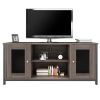 Industrial TV Stand with Storage Shelf, Cable Management, Cabinets, and Entertainment Center