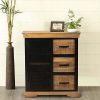 Home Office Cabinet with 3 Drawers and Metal Frame, Oak Brown Black