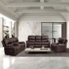 Faux Leather Reclining Sofa Couch 3 Seater for Living Room Brown