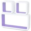 3 White-Purple MDF Floating Wall Display Shelf Cubes Book/DVD Storage