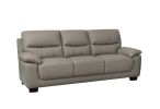 3-Seater Renzo Top Grain Leather Match Sofa In Grey Color