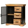 Home Office Cabinet with 3 Drawers and Metal Frame, Oak Brown Black