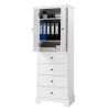 Storage Cabinet with 2 Doors and 4 Drawers for Bathroom, Office, Adjustable Shelf, MDF Board with Painted Finish, White