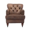 Hengming Living leisure Upholstered Fabric Club Chair, Antique Brown