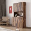 70.87 Tall Wardrobe& Kitchen Cabinet, with 6-Doors, 1-Open Shelves and 1-Drawer