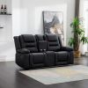 Home Theater Seating Manual Recliner; PU Leather Reclining Loveseat for Living Room