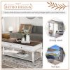 ON-TREND Two-tone Retro Cocktail Table Coffee Table Easy Assembly Movable with Caster Wheels for Livingroom (Antique White)