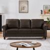 Leathaire Fabric Upholstery sofa/ Easy, Tool-Free Assembly,Dark Brown