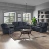 Home Theater Seating Manual Reclining Sofa for Living Room, Bedroom, Dark Blue