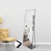 Full Length Mirror Floor Mirror Hanging Standing or Leaning, Bedroom Mirror Wall-Mounted Mirror with Black Aluminum Alloy Frame, 59" x 15.7"