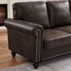 Leathaire Fabric Upholstery sofa/ Easy, Tool-Free Assembly,Dark Brown