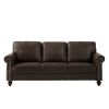 Leathaire Fabric Upholstery sofa/ Easy, Tool-Free Assembly,Dark Brown