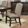 Transitional Set of 2 Side Chairs Espresso Warm Gray Nail heads Solid wood Chair Fabric Upholstered Padded Seat Kitchen Rustic Dining Room Furniture