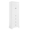 Storage Cabinet with 2 Doors and 4 Drawers for Bathroom, Office, Adjustable Shelf, MDF Board with Painted Finish, White