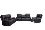 Faux Leather Reclining Sofa Couch 3 Seater for Living Room Black