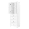 Storage Cabinet with 2 Doors and 4 Drawers for Bathroom, Office, Adjustable Shelf, MDF Board with Painted Finish, White