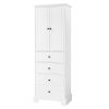 Storage Cabinet with 2 Doors and 4 Drawers for Bathroom, Office, Adjustable Shelf, MDF Board with Painted Finish, White