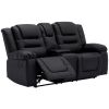 Home Theater Seating Manual Recliner; PU Leather Reclining Loveseat for Living Room