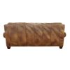 Rustic Styled Leather Sofa - Premium Construction, Top-Grain Leather - Eight-Way Hand-Tied Springs, Nail-Head Trim, Contrasting Pillows