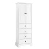 Storage Cabinet with 2 Doors and 4 Drawers for Bathroom, Office, Adjustable Shelf, MDF Board with Painted Finish, White