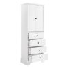 Storage Cabinet with 2 Doors and 4 Drawers for Bathroom, Office, Adjustable Shelf, MDF Board with Painted Finish, White