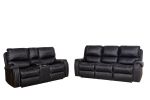 Faux Leather Reclining Sofa Couch 3 Seater for Living Room Black