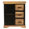 Home Office Cabinet with 3 Drawers and Metal Frame, Oak Brown Black