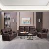 Faux Leather Reclining Sofa Couch 3 Seater for Living Room Brown