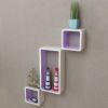 3 White-Purple MDF Floating Wall Display Shelf Cubes Book/DVD Storage