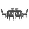 7-Piece Farmhouse Rustic Wooden Dining Table Set Kitchen Furniture Set with 6 Padded Dining Chairs