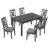 7-Piece Farmhouse Rustic Wooden Dining Table Set Kitchen Furniture Set with 6 Padded Dining Chairs