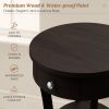 2-Tier Wood Round End Table with Open Drawer