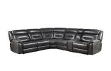 Sectional Sofa Power Motion Gray Leather Aire