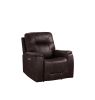 Triple-Power Recliner - Power Headrest, Power Footrest, Power Lumbar - Lighted Cupholders - Transitional Design, Canyon Walnut Leatherette