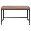 Industrial Modern Steel Frame Wood Top Computer Desk with Locking Wheels