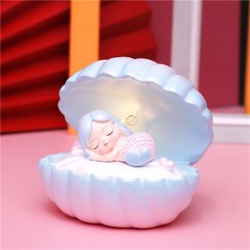 Pearlescent Mermaid Star Lamp Ins Girl Dream Shell Lamp Fairy Decoration Night Light Resin Crafts (Color: Red)