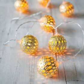 LED Fairy Garland Hollow wrought iron Ball (Option: Gold-3 m 20 leds)