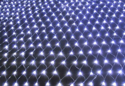 Christmas led lights string lights outdoor waterproof fishnet lights full of stars paved holiday lights wedding ins decorative lights (Option: White-3x2m 192leds)