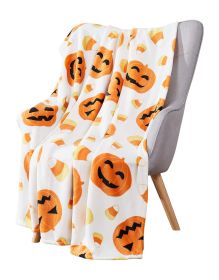 Halloween Pumpkin Bat Holiday Printing Flannel Blanket (Option: No 1-70x100cm)