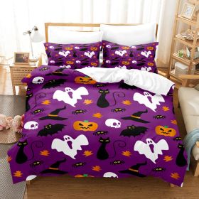 Halloween Series Bed Sheet Holiday Bedding Three-piece Set (Option: 3style-70 × 133)