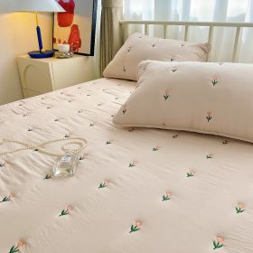 Maternal And Infant Grade Cotton Fitted Sheet Single Piece Simmons Mattress (Option: Tulip Champagne-180x200cm)