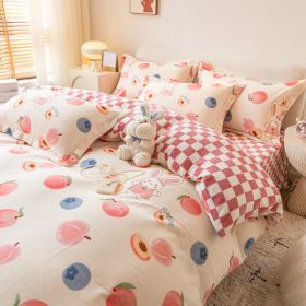 Winter Milk Four-piece Set Thickened Coral Velvet Double-sided (Option: Peach Rabbit-200x240cm)