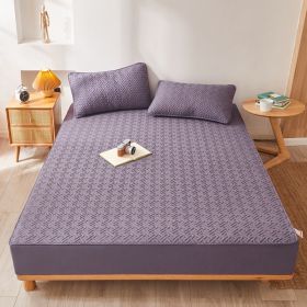 Cotton Clip Bed Hat Simple Solid Color Hotel Simmons All-inclusive Bed Cover (Option: Purple-180cmx200cm)